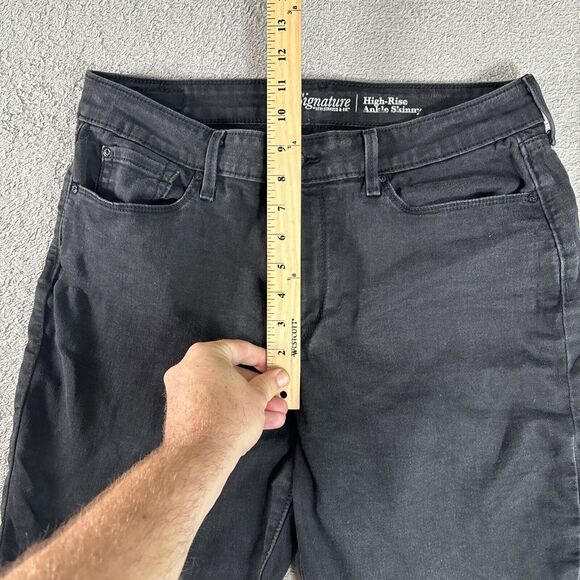 Levi’s Signature High Rise Skinny Ankle Jeans Womens Size 14 32x25 Black Stretch - Picture 5 of 11